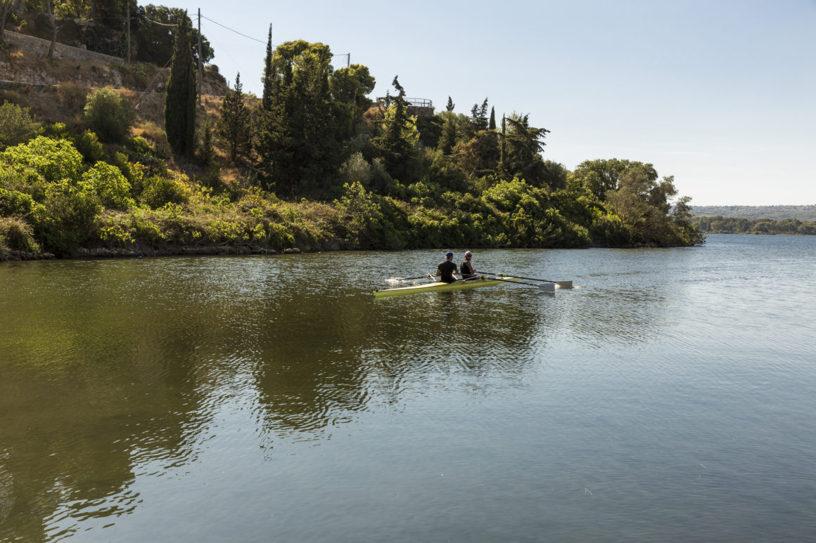 Canoe - kayak training at the lake of Koutavas in Argostoli, Kefalonia.